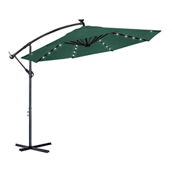 Aufun Sombrilla Jardin de Aluminio con iluminación LED Solar Ø350 cm Sombrilla Parasol con Manivela, protección UV 40+, Excéntrico Cantilever para bal características