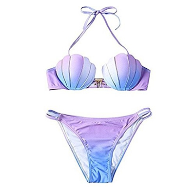 Rainbow Fox Verano Trajes de baño Mujer Traje de baño Sirena Bikini señoras Cáscara Bikini Conjunto, gradiente Color (S, 1)