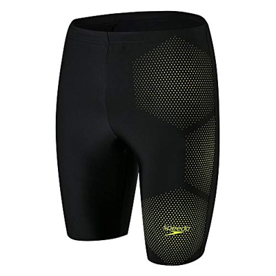 Speedo Tech Placement Jammer Am Bañador, Hombre, Black/Fluo Yellow, 28