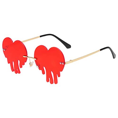 VALICLUD Gafas de Sol Novedosas para Mujer Gafas Derretidas Que Gotean Gafas de Sol sin Montura en Forma de Corazón Lentes de Colores 1 par Rojo