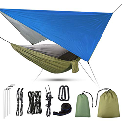 Uong Hamaca de camping 3 en 1 Hamaca con cremallera Mosquitera y lona, 200 kg de capacidad de carga, mosquitera transpirable, de secado rápido, lona p características