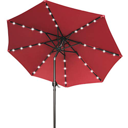 ABCCANOPY sombrilla Solar para Patio de 9 pies, Paraguas LED de 32 Luces con inclinación y manivela para Exteriores, sombrilla para jardín, terraza, P características