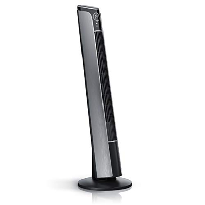 Ventilador de torre Brandson con mando a distancia, 108 cm, 10 grados, inclinable, ventilador de pie con oscilación, 3 velocidades, 4 modos de ventila