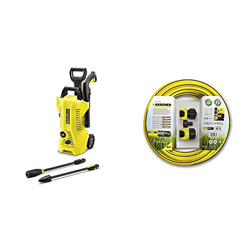 Kärcher K2 Full Control - Hidrolimpiadora de Alta presión para Exteriores 110 Bar, 1400 W, 360 L/h + Set de Manguera para limpiadora de Alta presión ( en oferta