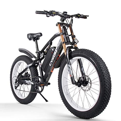 cysum Bicicletas eléctricas para Hombres, Fat Tire Ebikes de 26 Pulgadas Bicicletas Todo Terreno, Bicicleta de montaña para Adultos con 48V 17Ah Bater