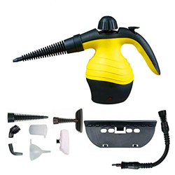Limpiador de vapor a presión de mano multiusos de 450 ml de capacidad del tanque de agua con kit de accesorios de 9 piezas para eliminación de manchas en oferta