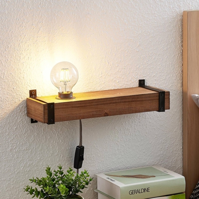 Lindby Sverina aplique de madera con enchufe