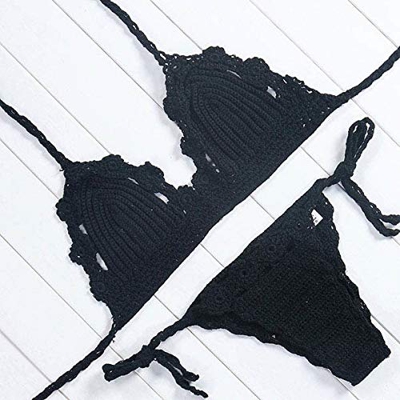 GUOZI Bikini Bikini Tejido Tejido a Mano Traje de baño Bikinis Vendaje Traje de baño Ropa de Playa con Cordones Finos Mujeres