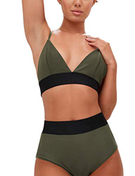 Blooming Jelly Mujer Bikinis de Cintura Alta para Conjunto Trajes de baño de Dos Piezas Trajes de baño Triangulares de Bloques de Color en oferta