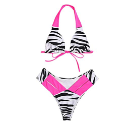 YIWULA Traje de Baño Mujer Playa Sexy Conjunto de Bikini Brasileño Push up Traje de Baño de Bikini Dividido con Cuello Halter Sexy y Estampado de Raya precio