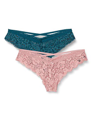 Iris & Lilly BELK445M2 Bikinis & Brasileña, Azul Intenso/Rosa Magenta Viejo, XS, Pack de 2 precio