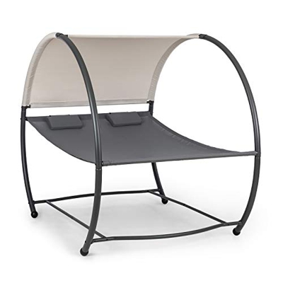 blumfeldt Umbria - Hamaca Doble, Estructura de Acero, Toldo de poliéster 180 g/m², Superficie de 133,5 x 200 cm, 2 Cojines de Altura Regulable, Tejido