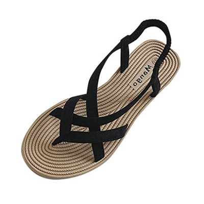 Sandalias Mujer Sandalias Mujer Verano 2019 Sandalias Planas Sandalias de Vestir Playa Chanclas para Mujer Zapatos Sandalias de Punta Abierta Roma Cas