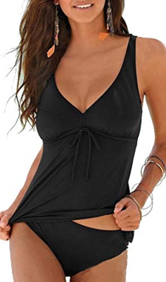 Ecupper Traje de baño de dos piezas para mujer, estilo vintage Negro 42