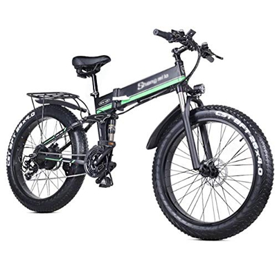HARTI Bicicleta Eléctrica, Bicicleta De Montaña 1000W 48V Plegable con 26 * 4.0 Fat Tire, 21 Velocidad Ligera E-Bici con Pedaleo Asistido Hidráulico d