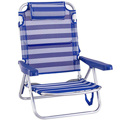 Silla Playa con cojín de 4 Posiciones de Aluminio y textileno de 61x47x80 cm (Azul y Blanco) precio