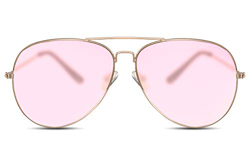 Cheapass Gafas de Sol Gafas Piloto Doradas Metálicas Cristales Translúcidos Rosas Mujer en oferta