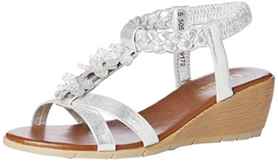 Lotus Aiana, Sandalias de Punta Descubierta Mujer, Plateado (Silver JJ), 37 EU