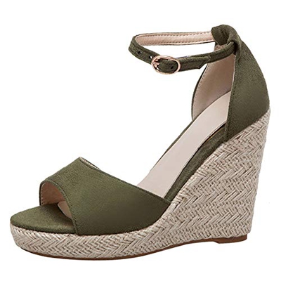 AicciAizzi Mujer Moda Tacón De Cuñas Sandalias Zapatos Verano Zapatos De Vestir Tacon Alto Hebilla Green Size 39 Asian