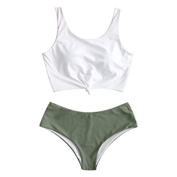 ZAFUL - Conjunto de tankini para mujer, acolchado, con cuello redondo verde S características