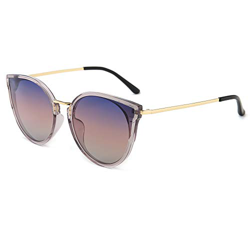 SUNGAIT Mujeres Ojo de Gato Polarizadas Vintage de Gran Tamaño UV-Protección Gafas de Sol(Lente de Marco Gris Transparente/Degradado Púrpura) en oferta