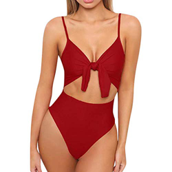 Bikinis Mujer 2019 SHOBDW Color Sólido Conjunto de Bikini Push Up Traje de Baño Mujer Una Pieza Talle Alto Tanga Mujer Nudo de Corbata Acolchado Bra B precio