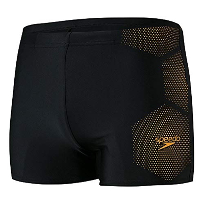 Speedo Tech Placement Aquashort Am Bañador, Hombre, Black/Mango, 38