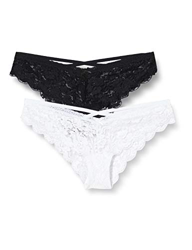 Iris & Lilly BELK445M2 Bikinis & Brasileña, Negro/Blanco, L, Pack de 2 precio