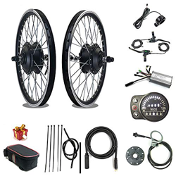 RICETOO 36V / 48V 500W Rueda de radios Delanteros Motor de Cubo de Engranaje sin escobillas 16" 20" 24" 26" 27.5" 28" 700C con Pantalla KT-LED900S Kit características