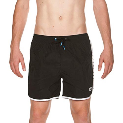 ARENA Team Stripe Boxer Beach Short, Hombre, Black/White/Black, XXL