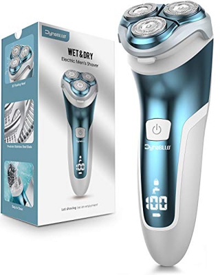 DynaBliss Maquinilla de Afeitar Hombre DBS300, Afeitadora Electrica Hombre Uso en Húmedo y Seco, Con o Sin Cable con Pantalla LED, 120 Min de Uso/1.5 