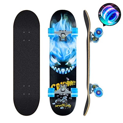 Skateboards Pro 31 pulgadas Patinetas completas de doble patada Longboard para adolescentes, principiantes, niñas, niños, adultos, patineta de madera 