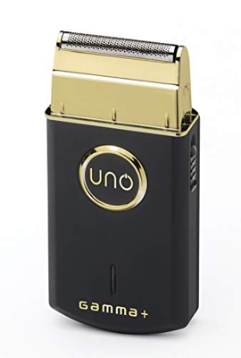 GAMMA PIÚ UNO Recortador eléctrico de barba, Recortador profesional de 38 mm, lámina ultrafina de titanio dorado, Velocidad del motor profesional 9.00