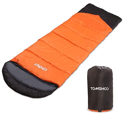 TOMSHOO Saco de Dormir Rectangular, Saco de Dormir Adulto Ligero con Capucha y Bolsa de Compresión, para Viaje Camping y Senderismo, 220 * 80 * 3cm