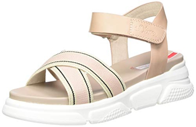 s.Oliver 5-5-28215-24, Sandalia con Pulsera para Mujer, Rosa (Rose/Beige 547), 38 EU