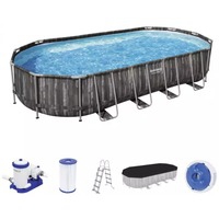 5611T piscina sobre suelo Piscina con anillo hinchable Ovalada 25495 L Madera