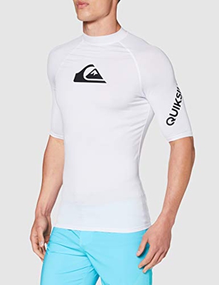 Quiksilver All Time - Licra De Manga Corta con Protección Solar UPF 50 para Hombre Licra De Manga Corta con Protección Solar UPF 50, Hombre, White, XL