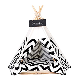 Sunnykud Tipi tienda para mascotas, perros, gatos, casas, con cojín, extraíble y lavable, cama para mascotas, plegable, 60 x 60 x 70 cm características