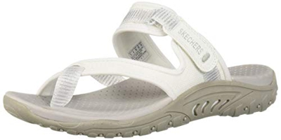 Skechers Reggae-Seize The Day, Sandalias de Punta Descubierta Mujer, Multicolor (Wht White Mesh/White & Silver Webbing), 38 EU