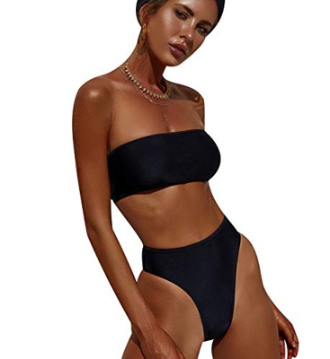 Bikini Talle Alto Push Up Sin Tirantes Mujer Trajes de Baño de Dos Piezas Biquini Braga Alta Vikini Bikinis Cintura Alta Señora Bañador Bandeau Piscin