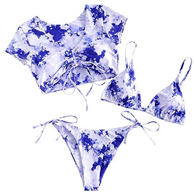 ZAFUL Bikini de triángulo para mujer de Tie Dye azul-1 M