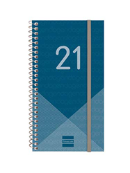 Finocam - Agenda 2021 Semana vista apaisada Espiral Year Azul Español características
