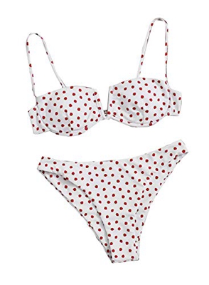 CORAFRITZ Conjunto de bikini de 2 piezas para mujer, diseño de lunares