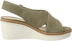 Clarks Palm Candid, Sandalia con Pulsera para Mujer, Verde (Olive Nubuck-), 41 EU en oferta