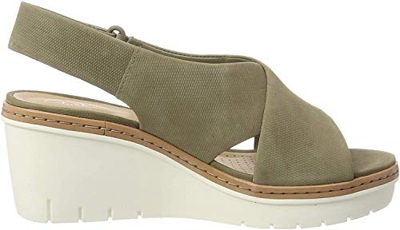 Clarks Palm Candid, Sandalia con Pulsera para Mujer, Verde (Olive Nubuck-), 41 EU