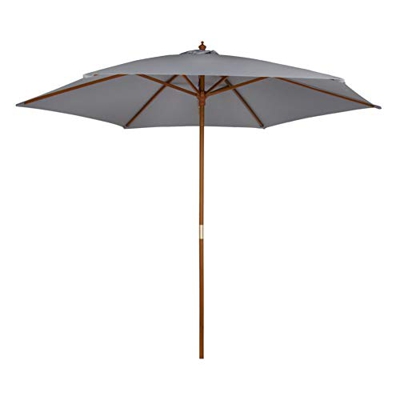 Aktive - Parasol hexagonal Garden diámetro 300 cm - Mástil de madera 48 mm - Color gris (ColorBaby 53864)