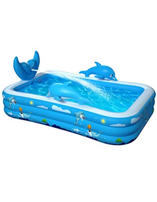 VOXON Piscina Hinchable, Piscina Niños y Familia, 250x180x55cm Piscina Grande de Jardín, PVC, Durable y Seguro para Niños, Adultos, Familias, Parque A