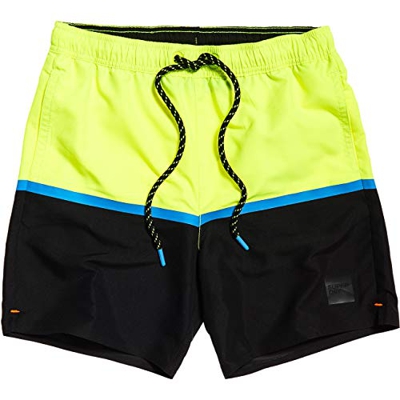 Superdry Colour Block Swim Pantalones Cortos, Amarillo (Neon Yellow 24k), XL para Hombre