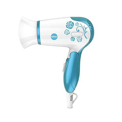 Secador de pelo HT82N ELDOM, azul, dos niveles de soplado; asa plegable, potencia 1200 W