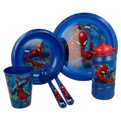 Set de menaje de plástico Spiderman Azul